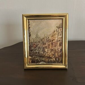 Vintage solid brass frame with art print from a vintage art book